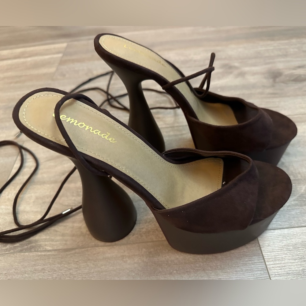 Lemonade Brown Platform High Heel Stiletto Pumps - Size 10